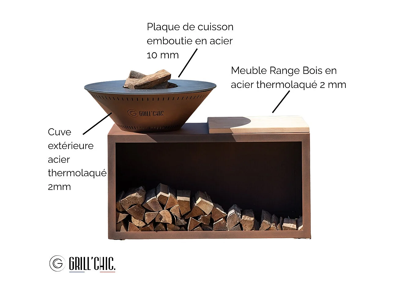 Brasero Traditionnel Acier 83 Imitation Corten