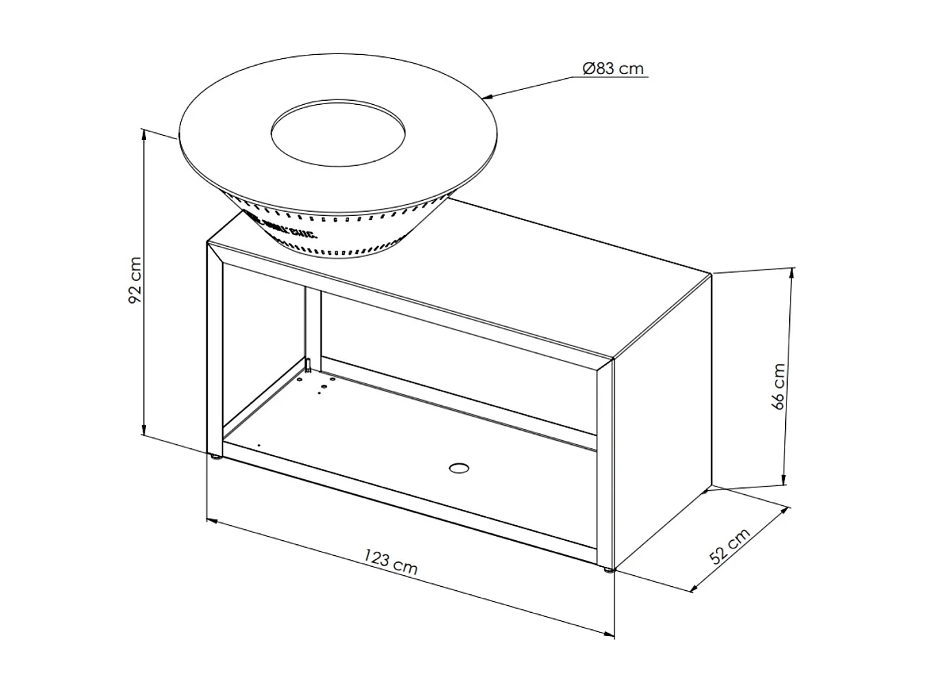 Brasero Traditionnel Acier 83 Noir Double Cuve