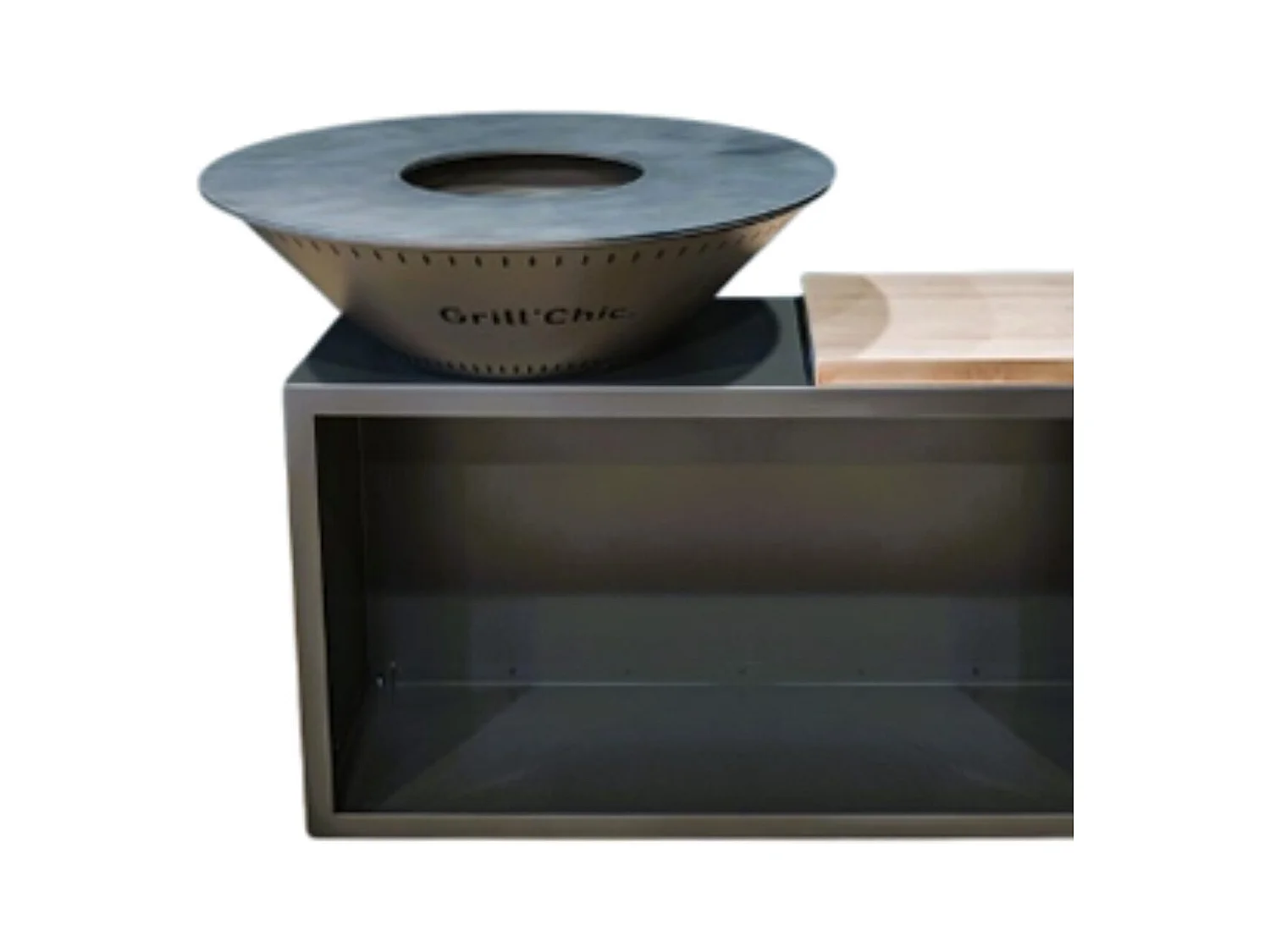 Pack Découverte Brasero TRADITIONNEL Double Cuve Acier Thermolaqué 83x90 cm - Gris Anthracite - Un brasero sobre et compact pour une cuisine extérieure tout en