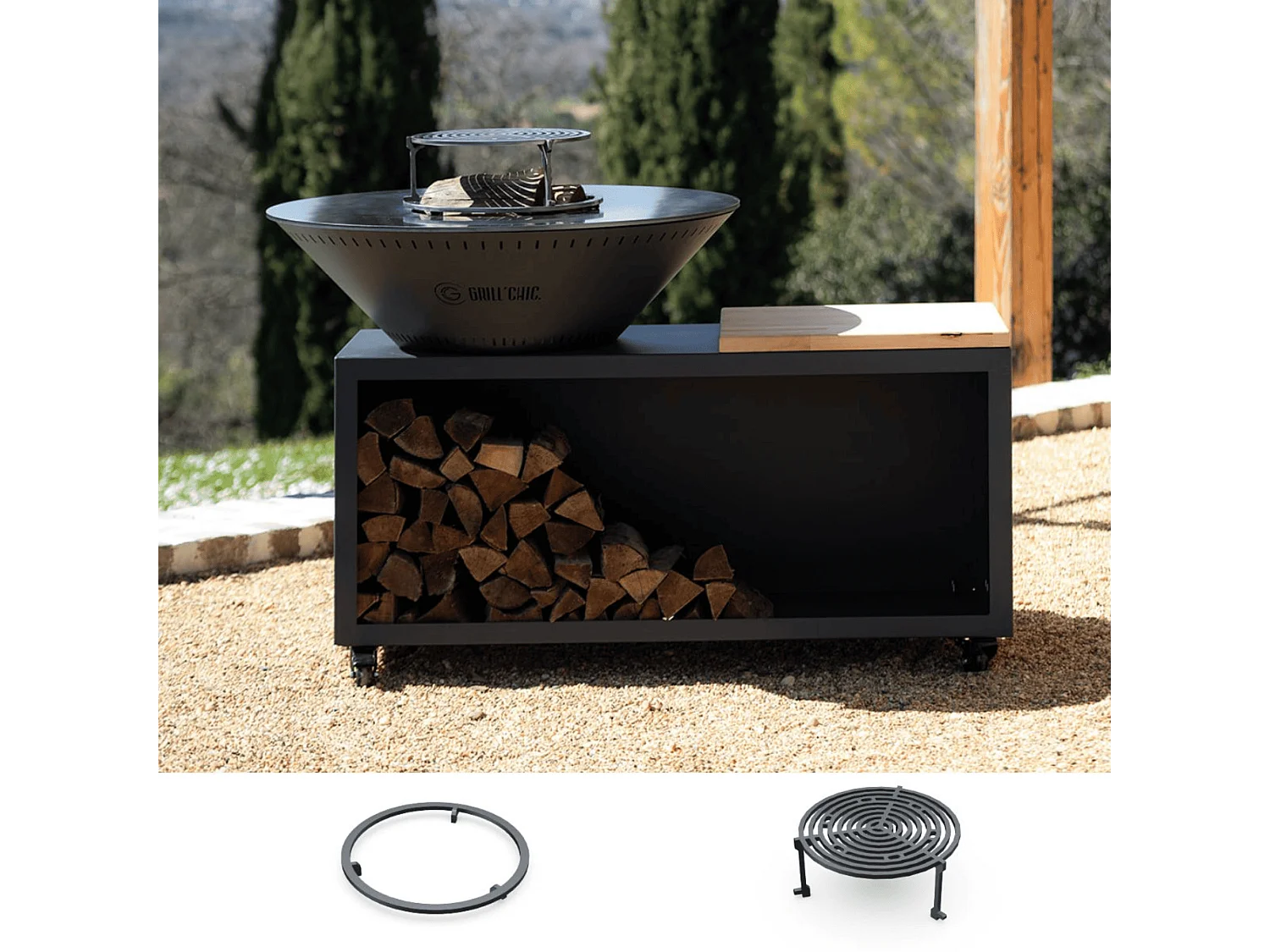 Pack Decouverte Brasero Traditionnel Acier 83 Gris Anthracite Double Cuve