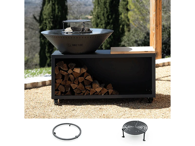 Pack Decouverte Brasero Traditionnel Acier 83 Gris Anthracite Double Cuve