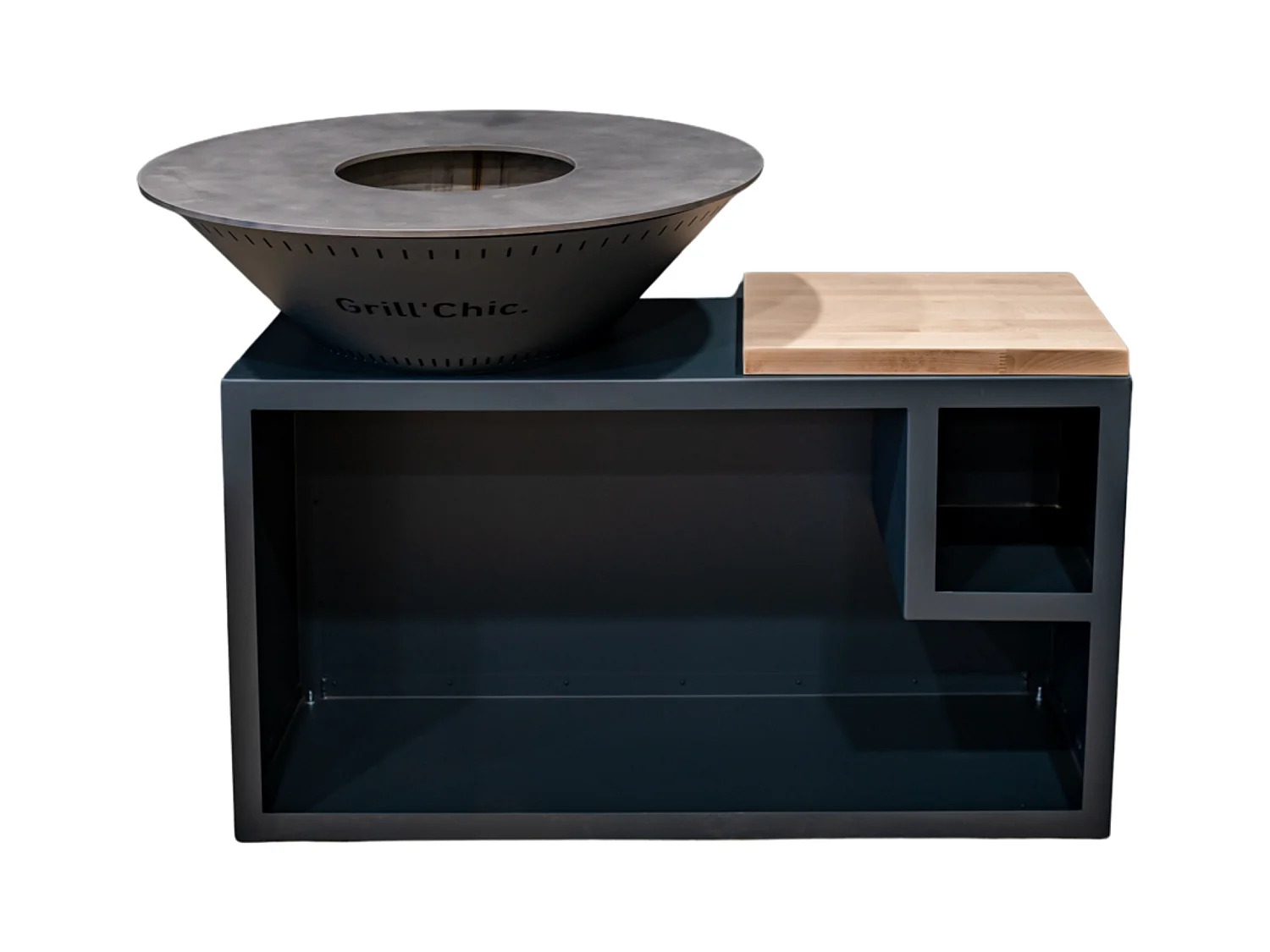 TRADITIONNEL Brasero Double Cuve Aluminium 103x90cm - Anthracite - Sobre et spacieux pour des soirées chaleureuses