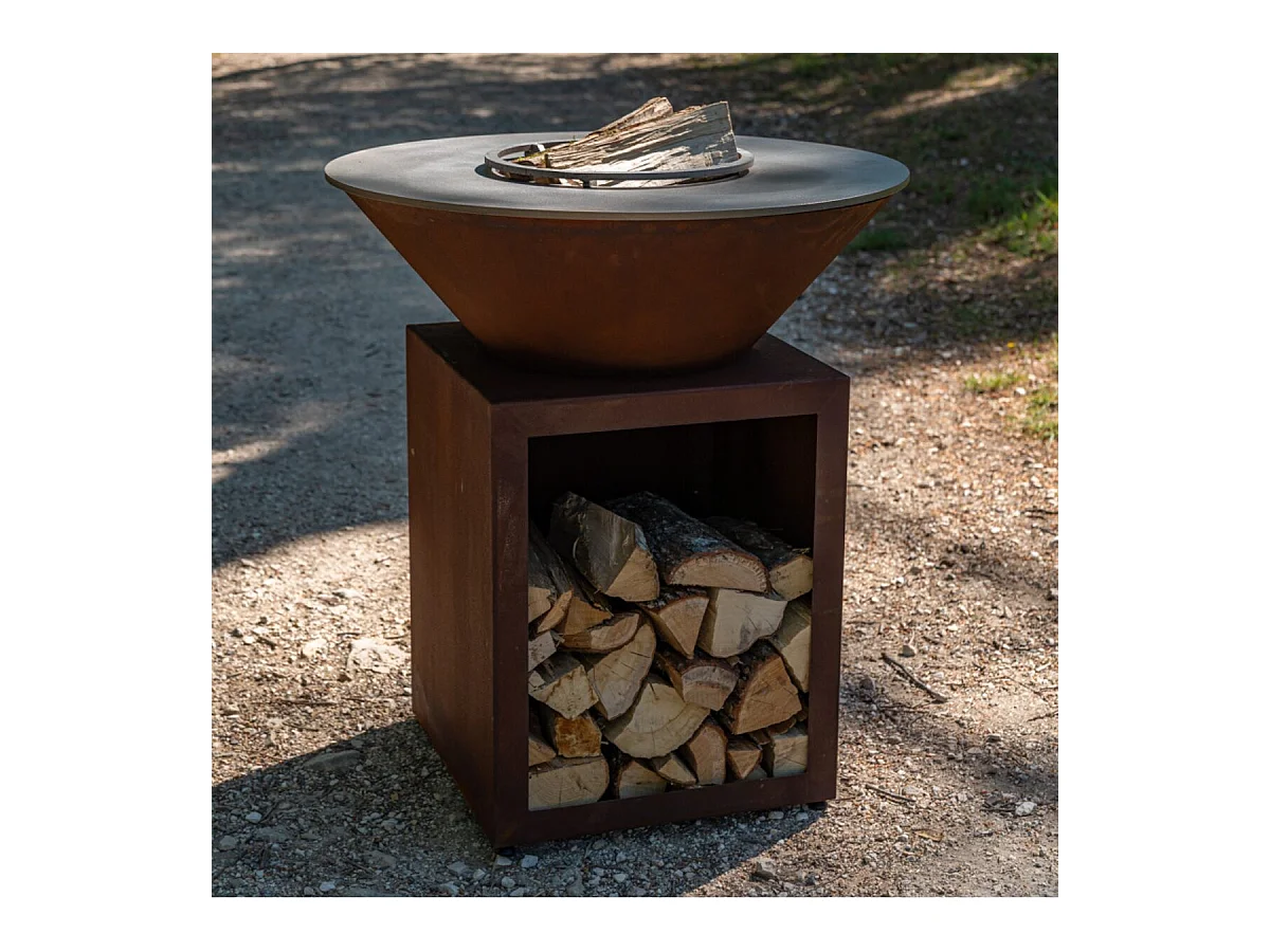 Pack Découverte Brasero CLASSIQUE Simple Cuve Corten 83x90cm - Un brasero compact et authentique pour partager des repas au feu de bois