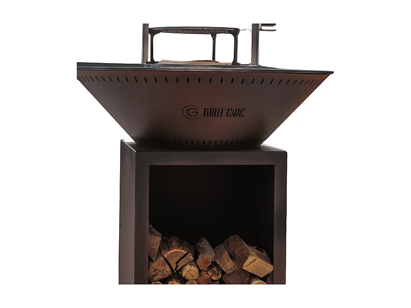 CLASSIQUE Brasero  Double Cuve Acier 83x90cm - Effet Corten - Compact et authentique pour des instants chaleureux en extérieur