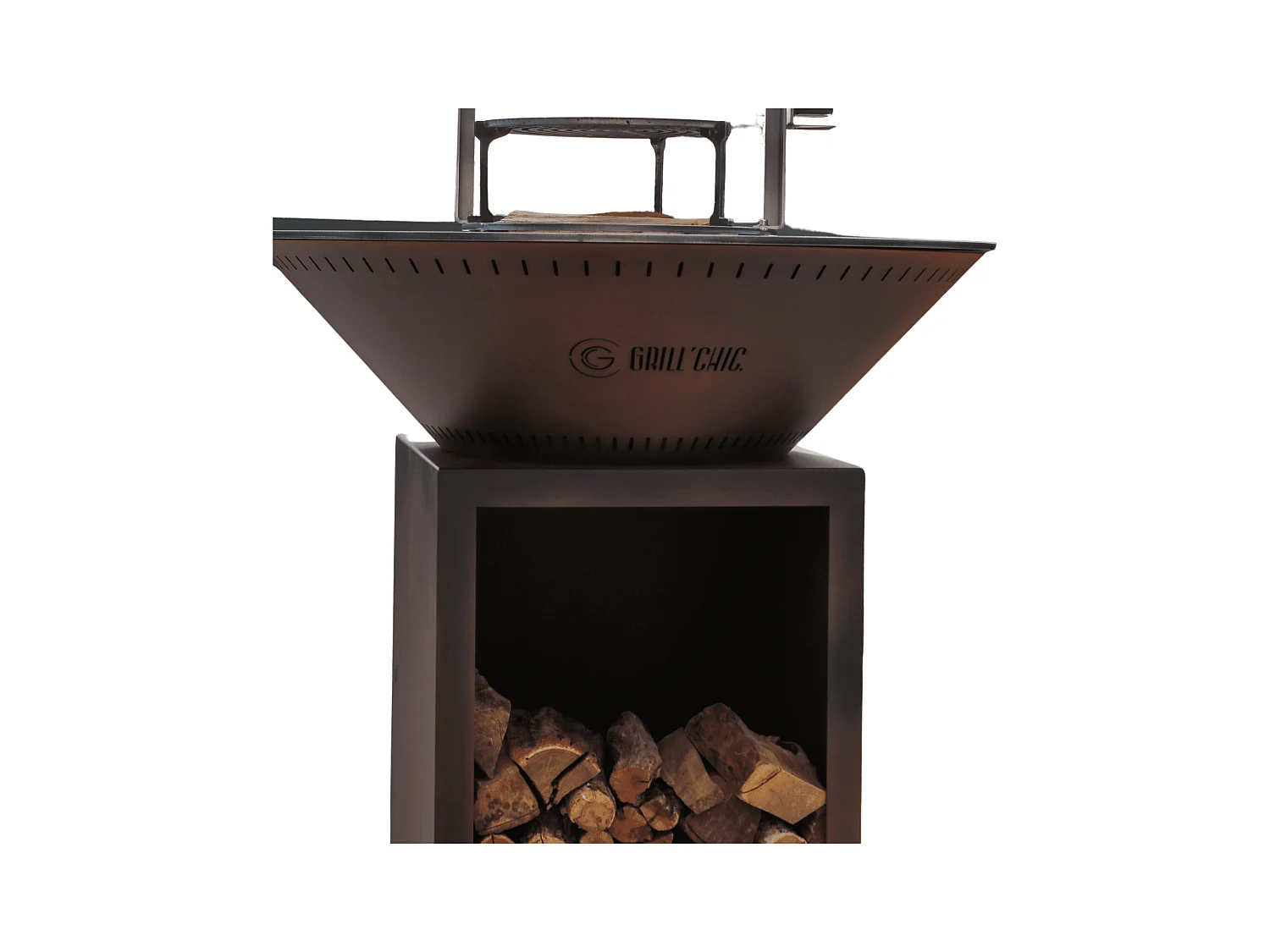 CLASSIQUE Brasero  Double Cuve Acier 83x90cm - Effet Corten - Compact et authentique pour des instants chaleureux en extérieur