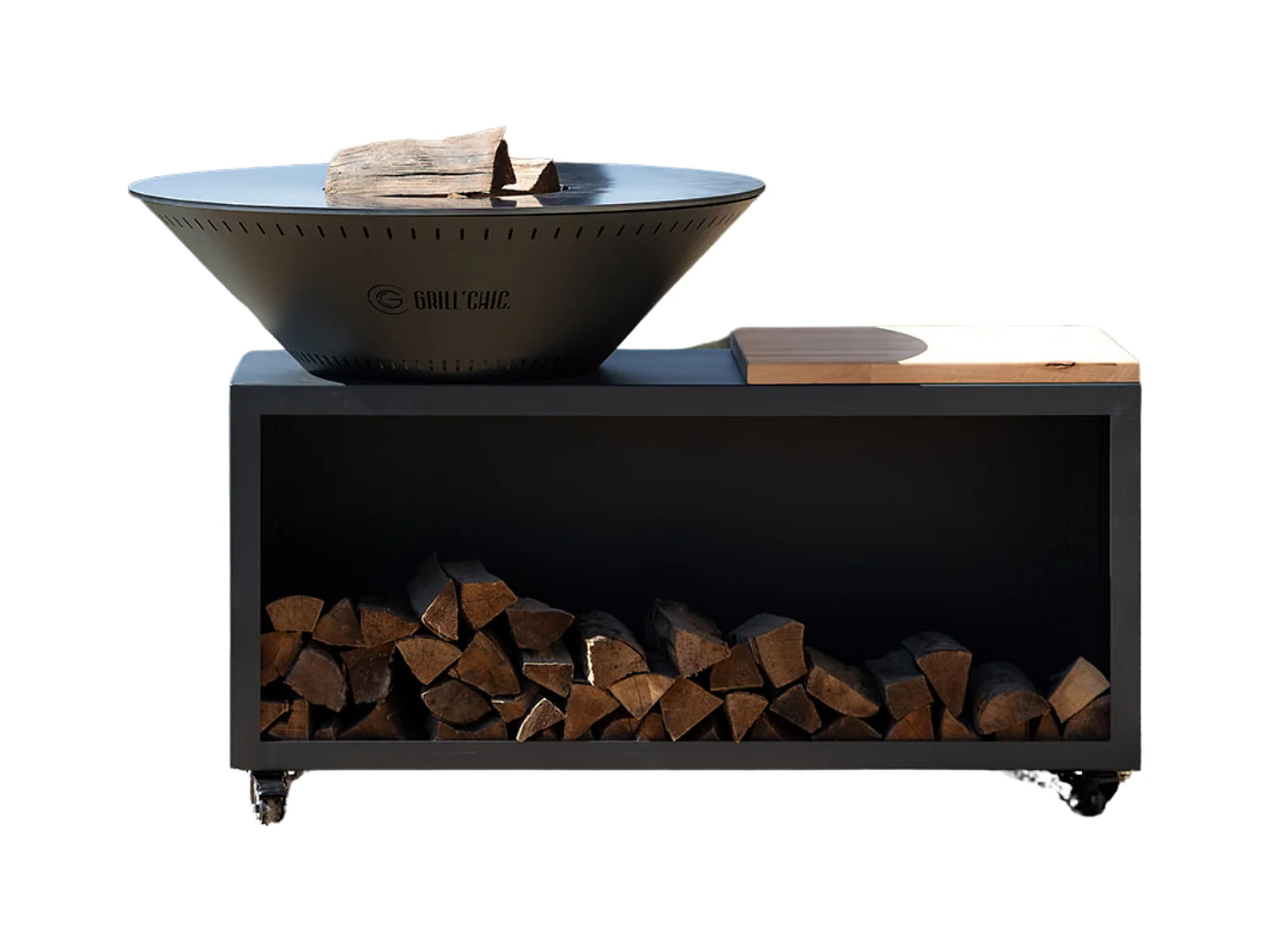 TRADITIONNEL Brasero Double Cuve Acier 83x90cm - Anthracite - Élégant et compact, parfait pour les petits espaces extérieurs