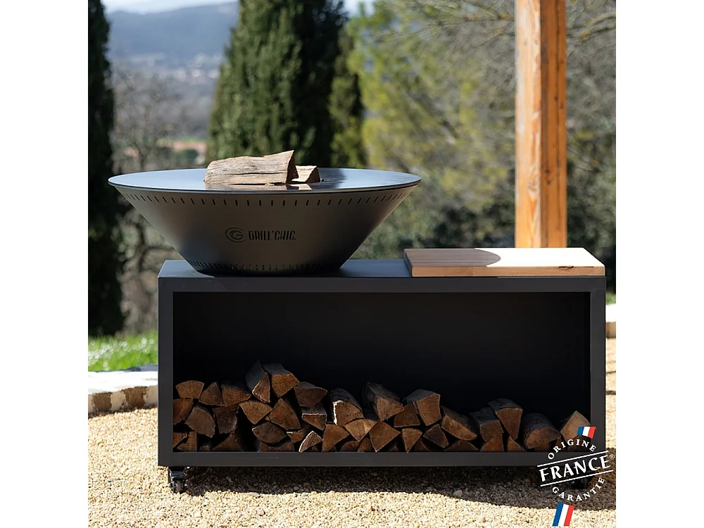 Brasero Traditionnel Acier 83 Gris Anthracite Double Cuve