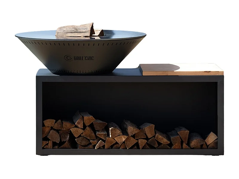 TRADITIONNEL Brasero Double Cuve Acier 83x90cm - Anthracite - Élégant et compact, parfait pour les petits espaces extérieurs