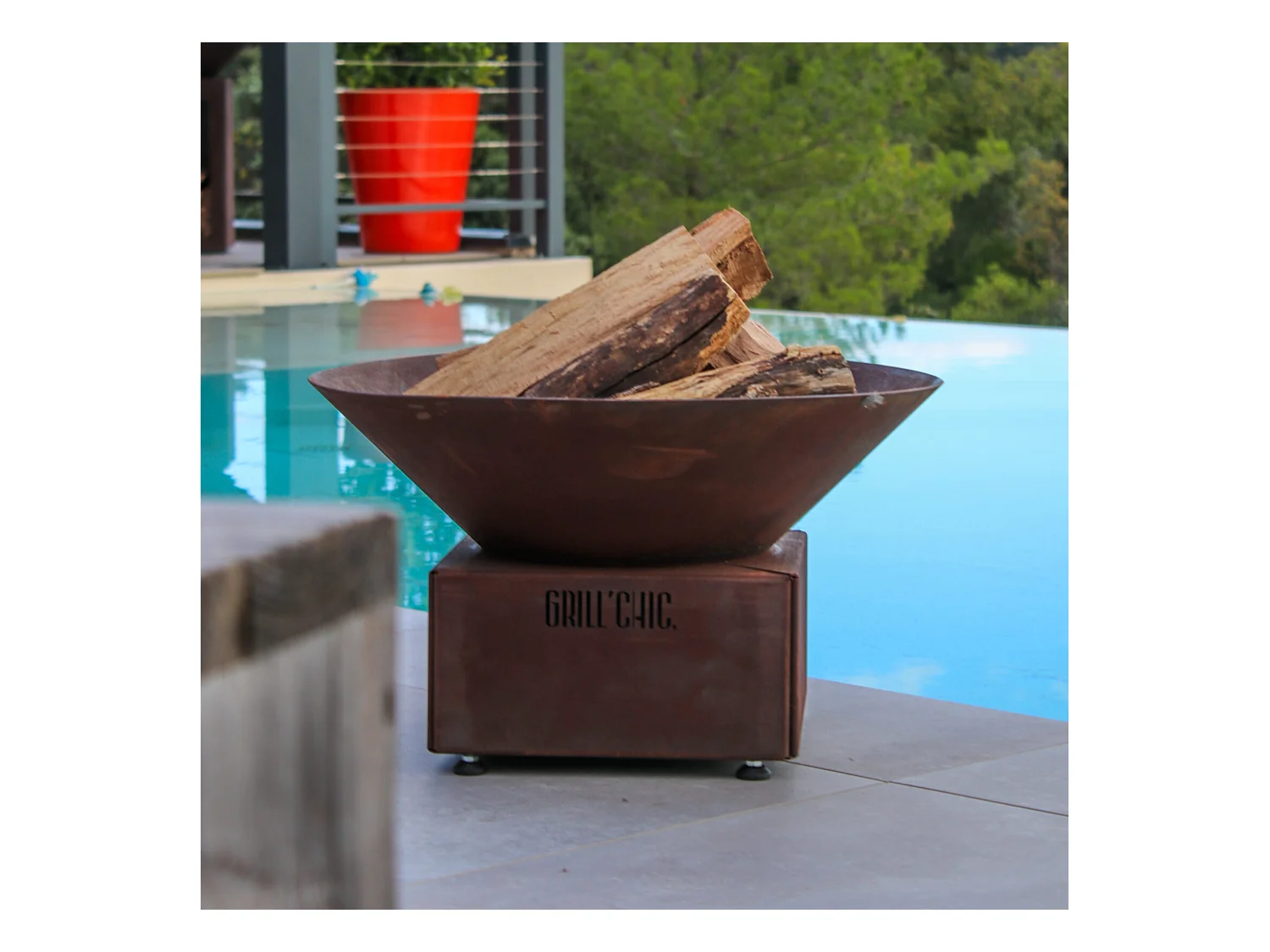 CEVENOL POOL Simple Cuve Corten - Brasero rond - Parfait pour une ambiance conviviale et une touche d’élégance dans votre jardin