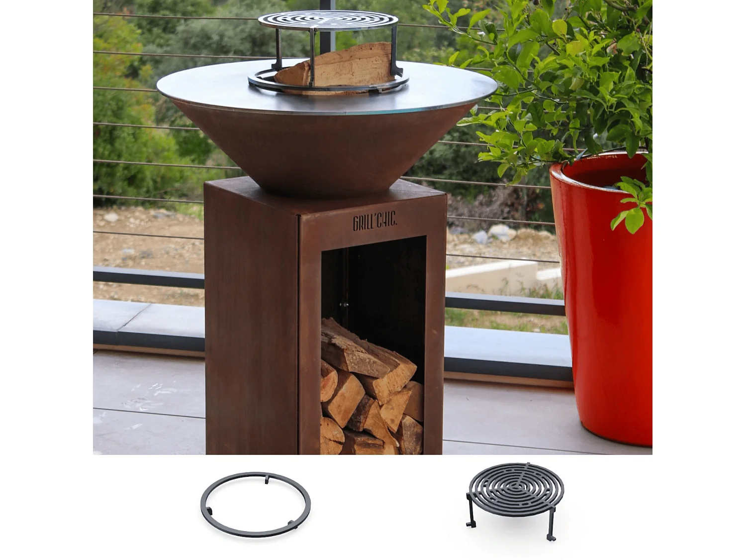 Pack Decouverte Brasero Cevenol Corten Bois Rond 74 Simple Cuve