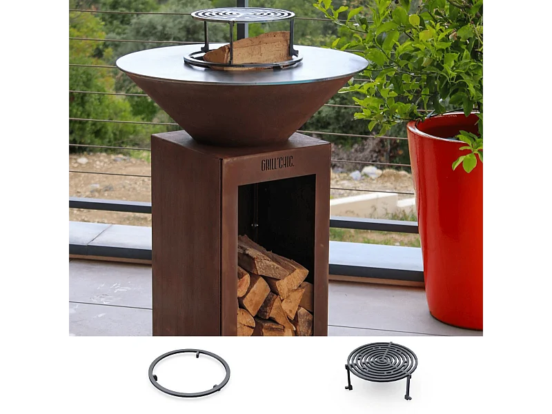 Pack Decouverte Brasero Cevenol Corten Bois Rond 74 Simple Cuve