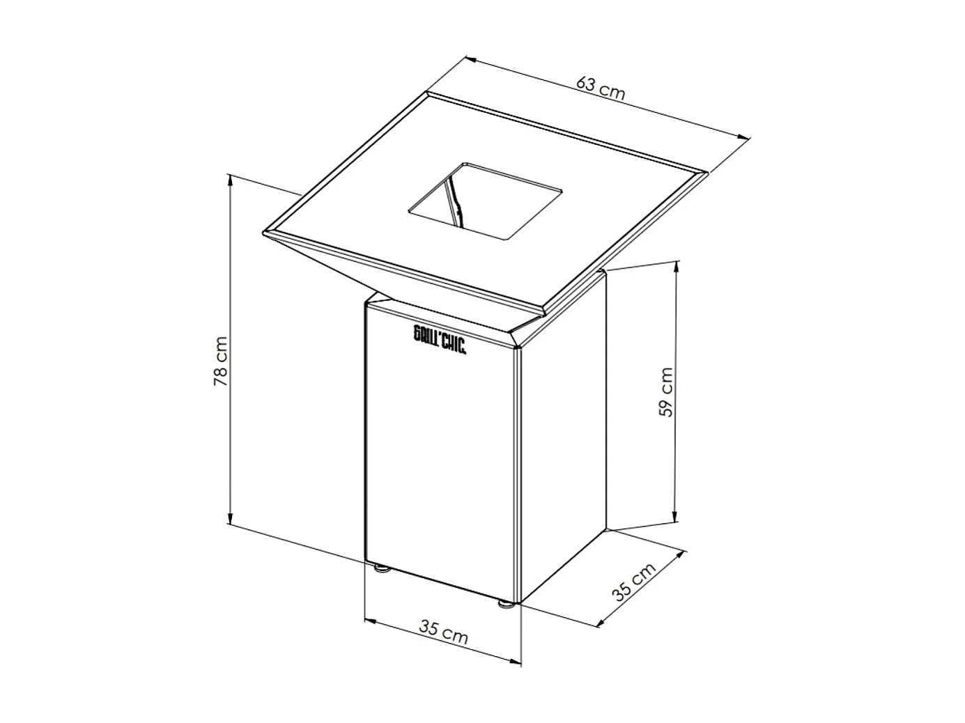 Brasero Auvergnat Corten Normal Carre 62 Simple Cuve