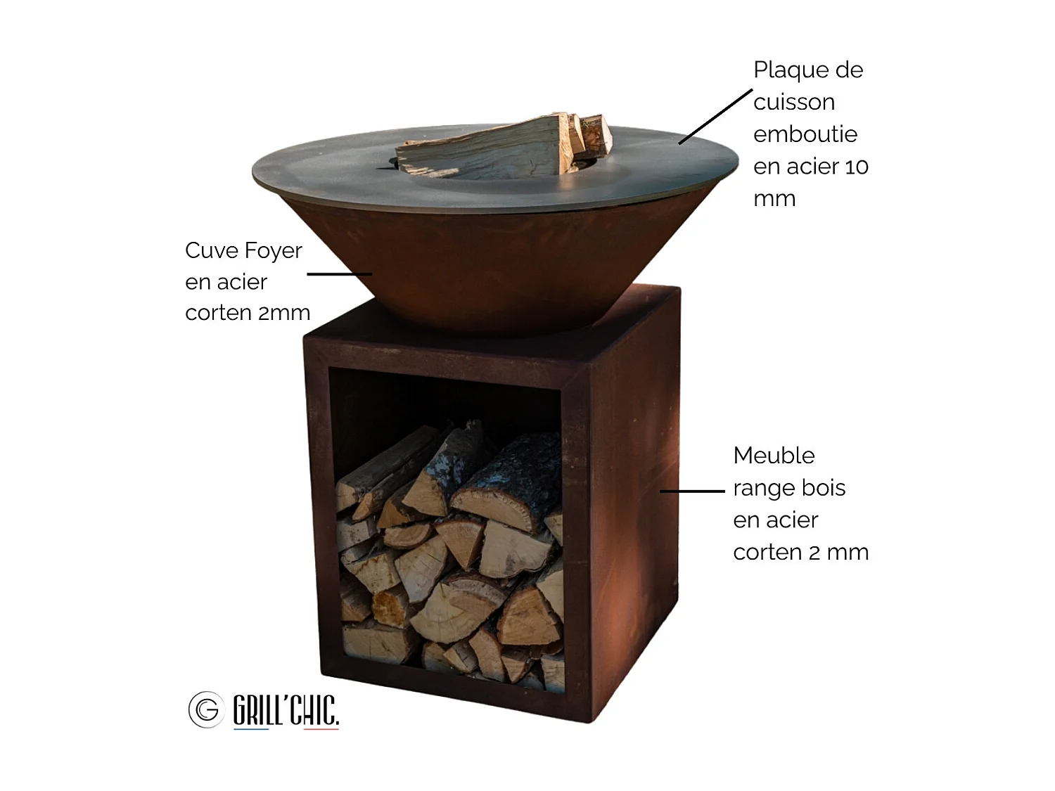 Brasero Classique Corten 83 Simple Cuve