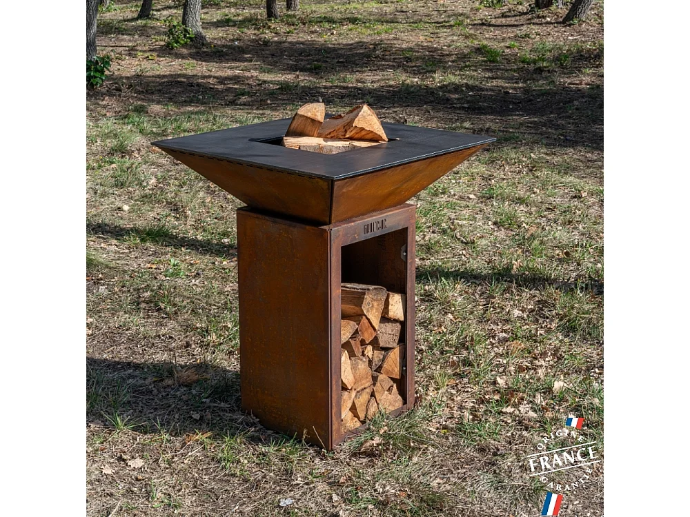 Brasero Cevenol Corten Bois Carre 74 Simple Cuve