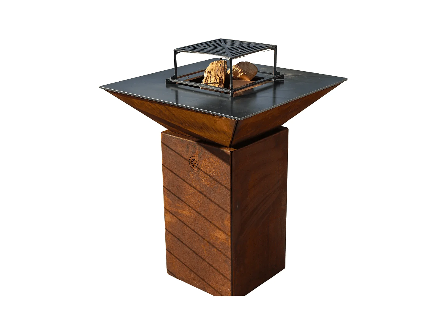 CEVENOL Brasero Simple Cuve Corten Carré - Sans rangement bois  - Compact et chaleureux, idéal pour vos moments conviviaux