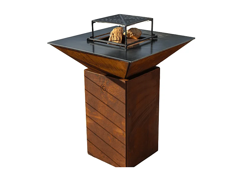 CEVENOL Brasero Simple Cuve Corten Carré - Sans rangement bois  - Compact et chaleureux, idéal pour vos moments conviviaux