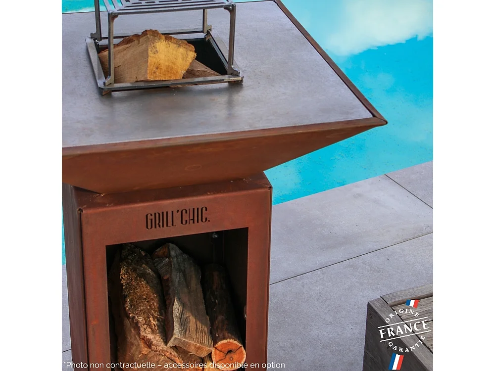 Brasero Auvergnat Corten Bois Carre 62 Simple Cuve