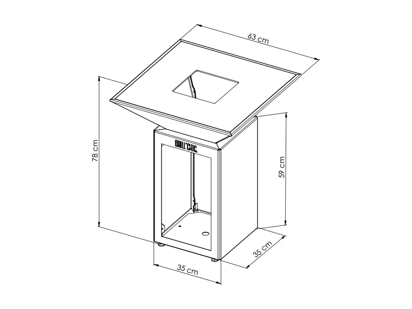 Brasero Auvergnat Corten Bois Carre 62 Simple Cuve