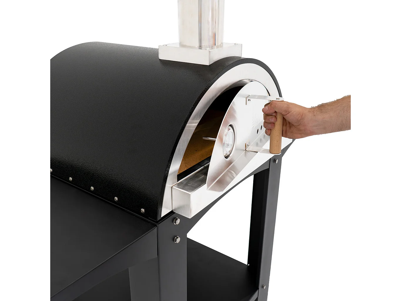 Forno da tavolo per pizza all'aperto 35cm in Acciaio Inox Postazioni di Preparazione Portatili in Legno