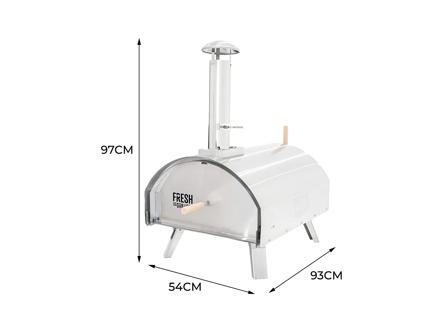 Forno da tavolo per pizza all'aperto 35cm in Acciaio Inox Extra Large Alimentazione a Legno Carbone Pellets