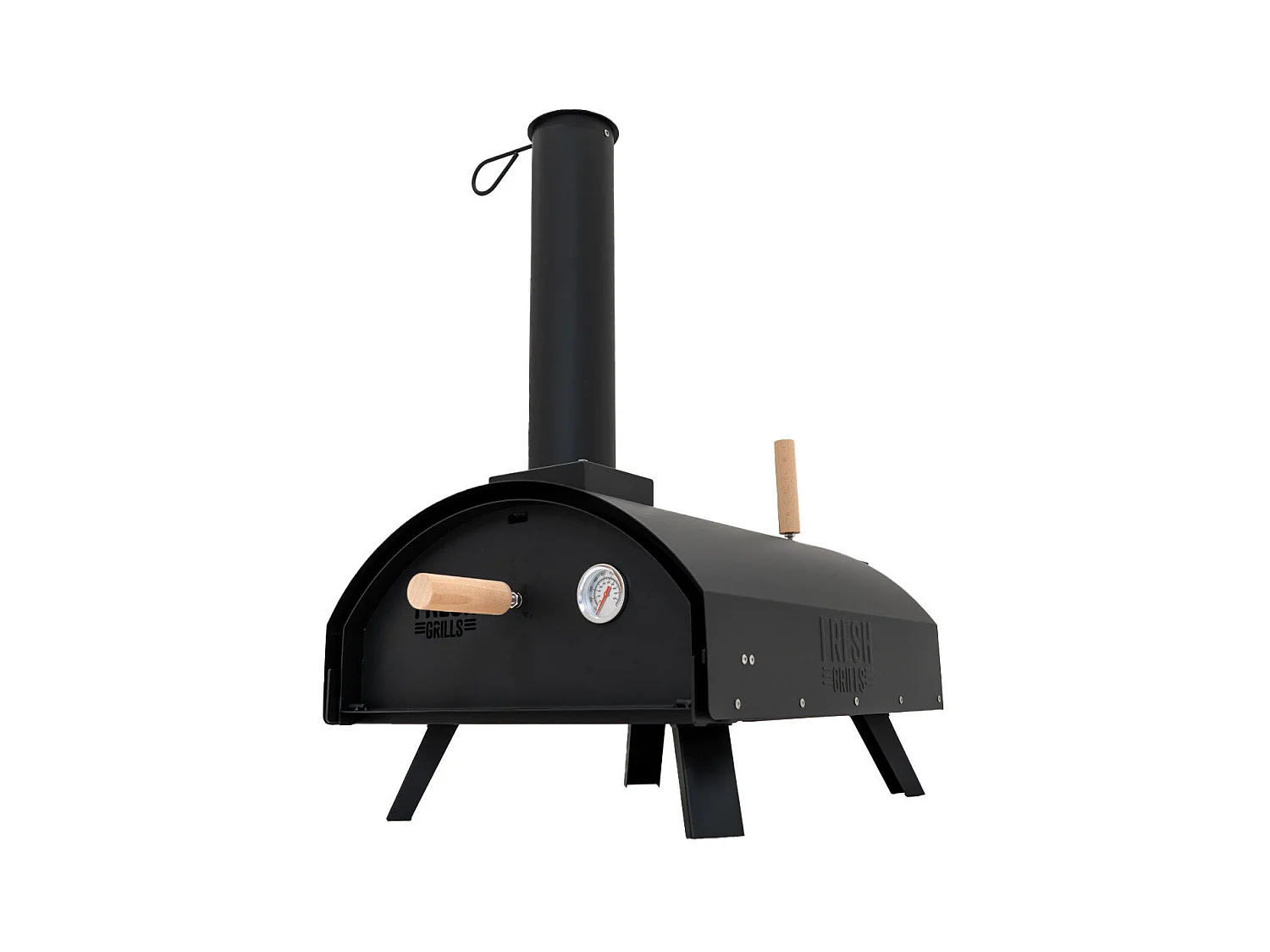 Forno da tavolo per pizza all'aperto 30cm in acciaio nero portatile a carbonella di legno BBQ