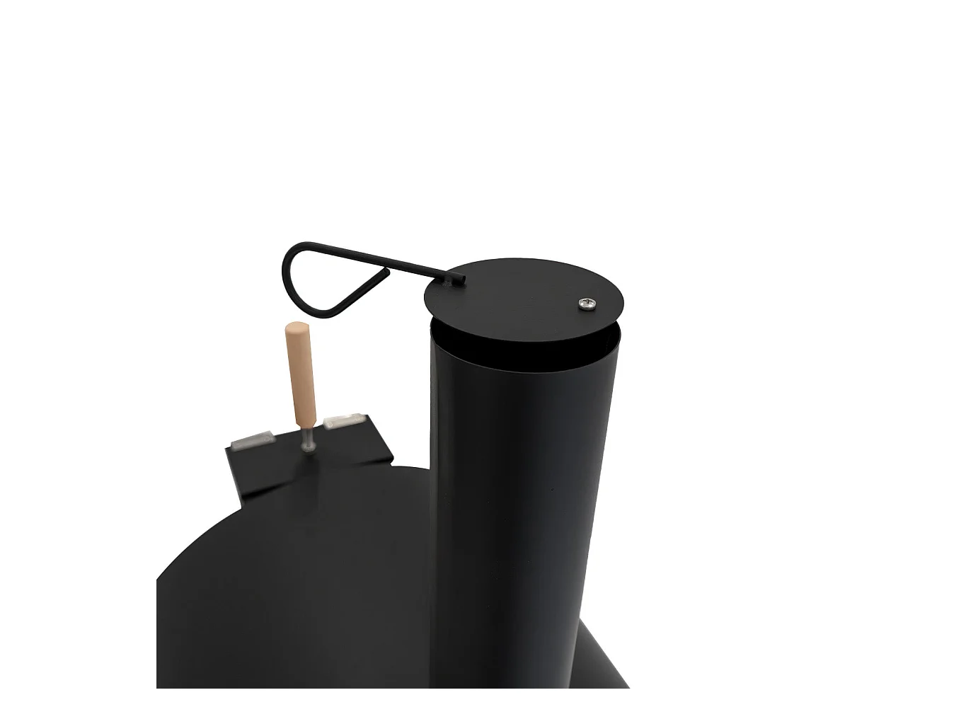 Forno da tavolo per pizza all'aperto 30cm in acciaio nero portatile a carbonella di legno BBQ