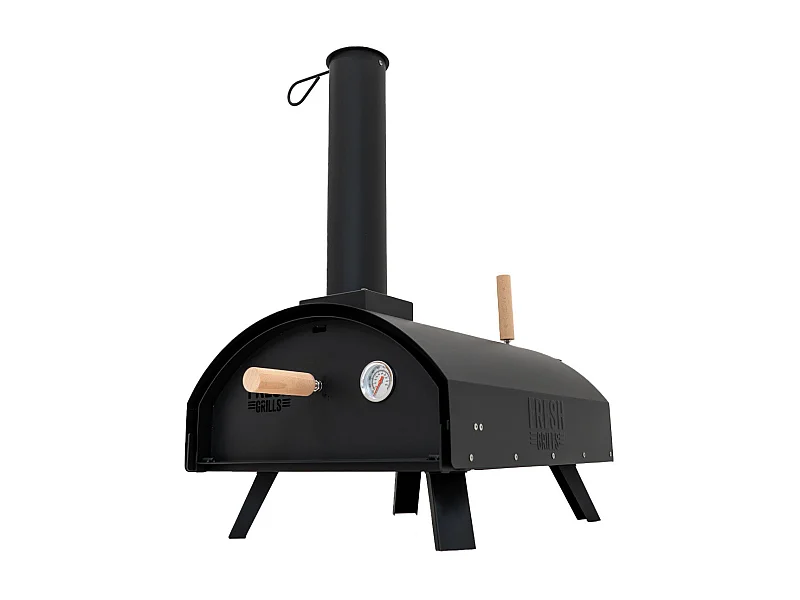 Forno da tavolo per pizza all'aperto 30cm in acciaio nero portatile a carbonella di legno BBQ