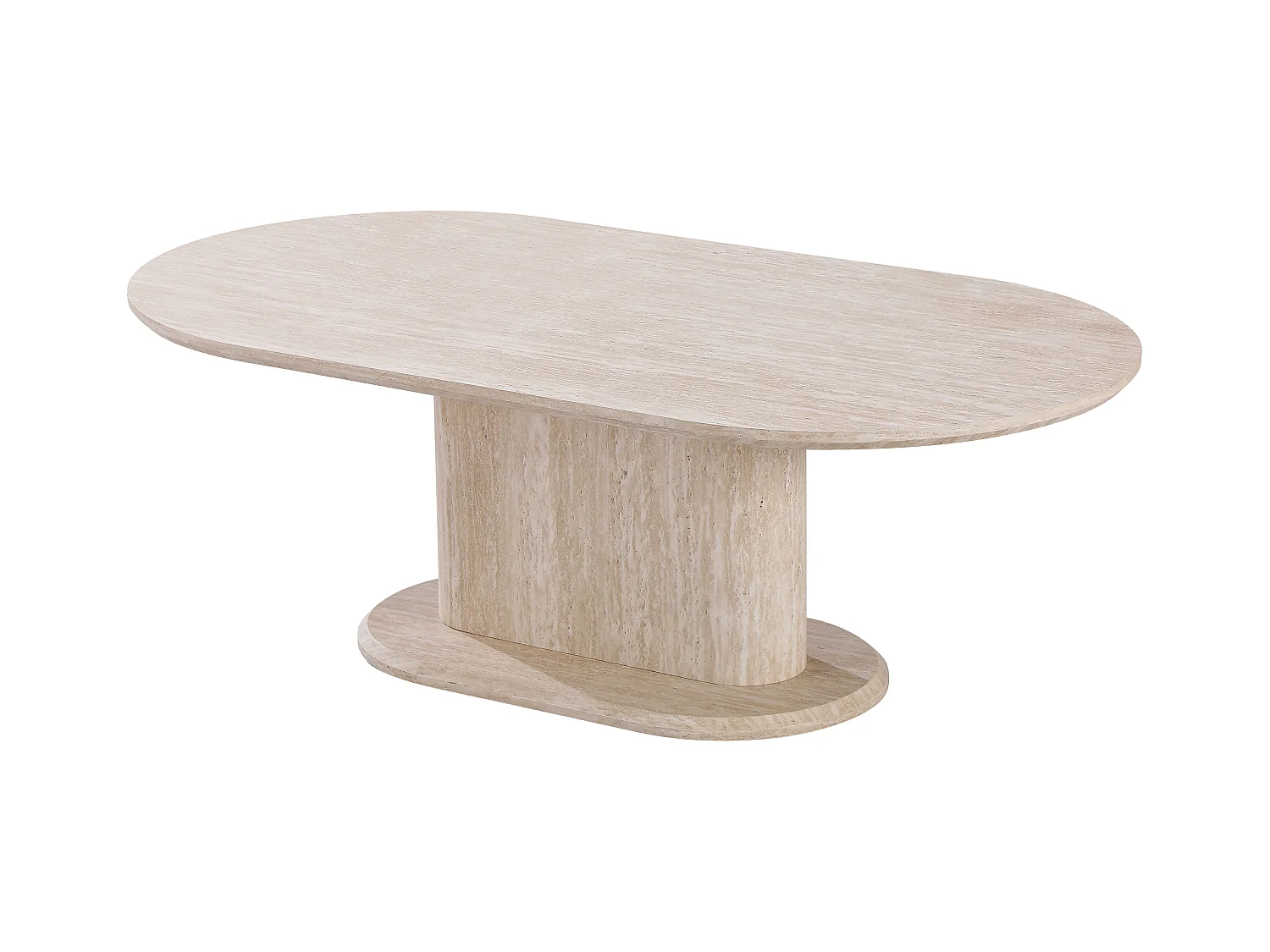 Ovale salontafel – Travertin beige look – MDF hout – LISE