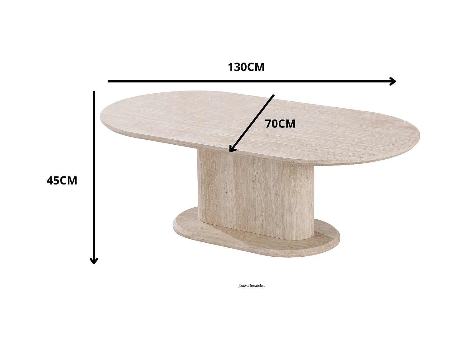 Ovale salontafel – Travertin beige look – MDF hout – LISE