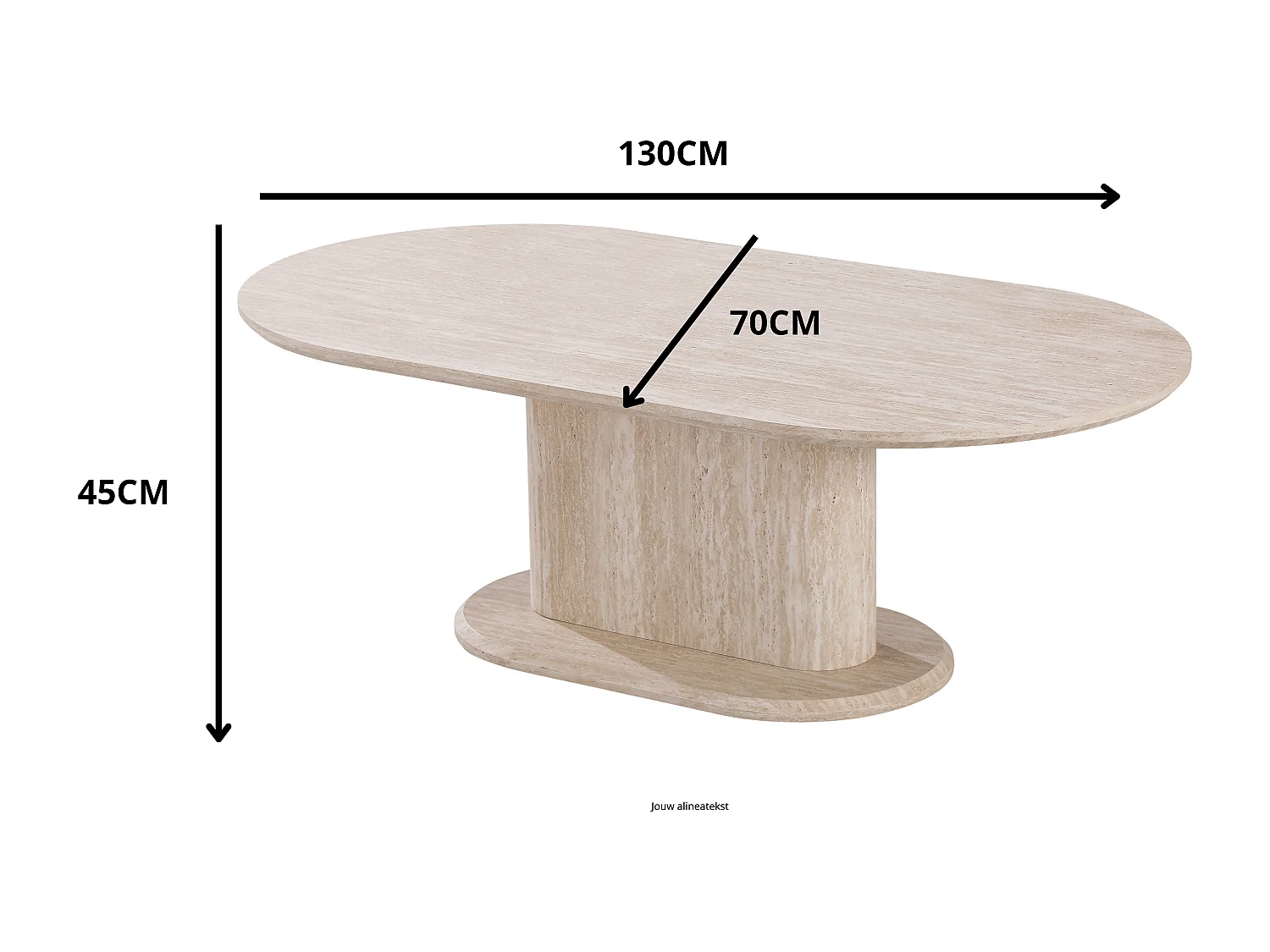 Table basse ovale - Effet travertin beige - Bois MDF - LISE