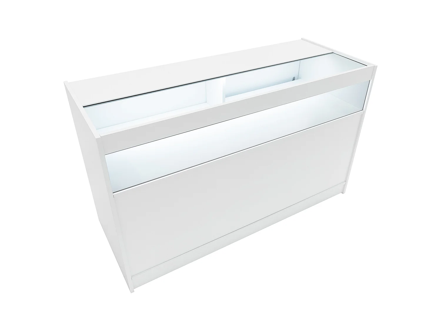 Comptoir de Vente Blanc LED Intégrés B1500 Portes Coulissantes [2 Clés INCLUS]