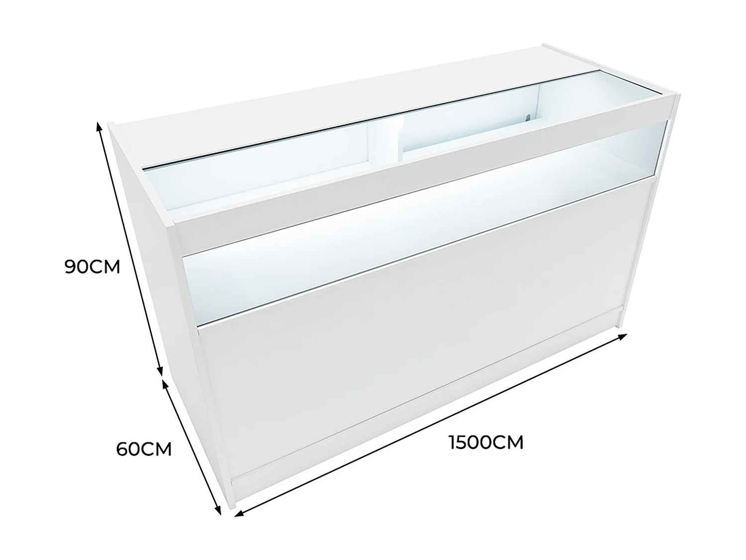 Comptoir de Vente Blanc LED Intégrés B1500 Portes Coulissantes [2 Clés INCLUS]