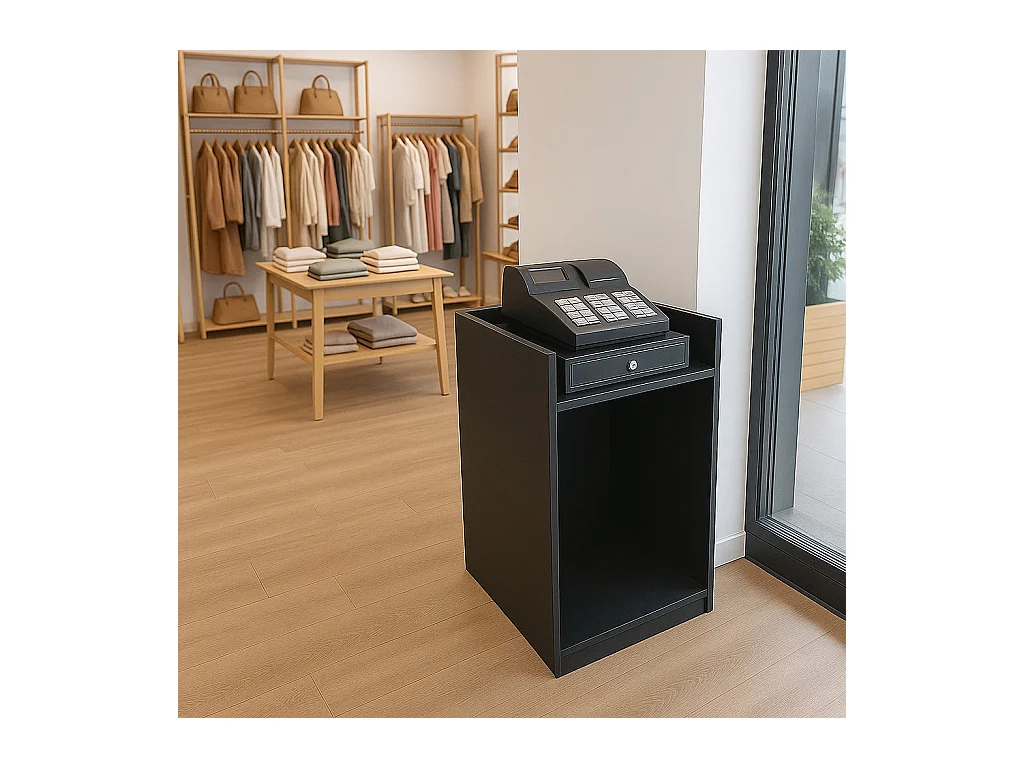 TB60 Ladentheke mit Kassenblock – Schwarz