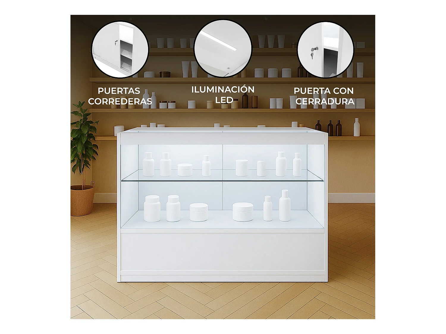 C1200 LED-Ladentheke – Weiß