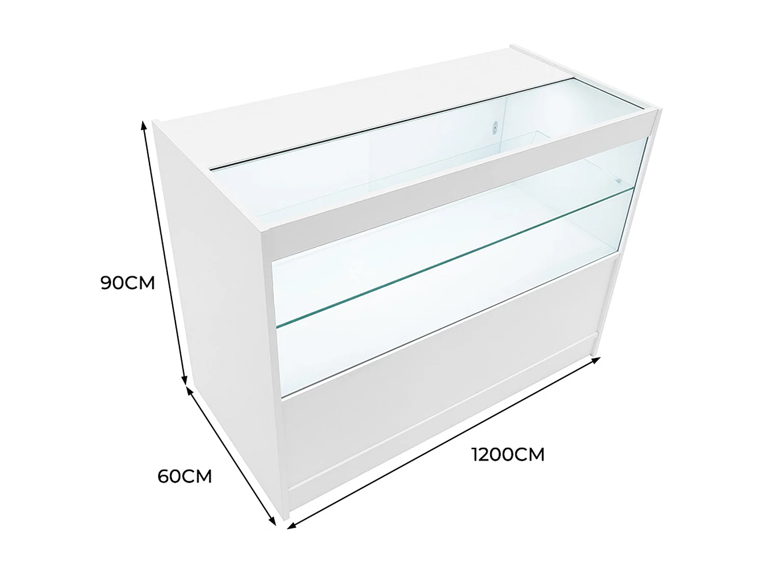 Comptoir de Vente Blanc LED Intégrés C1200 Portes Coulissantes [2 Clés INCLUS]