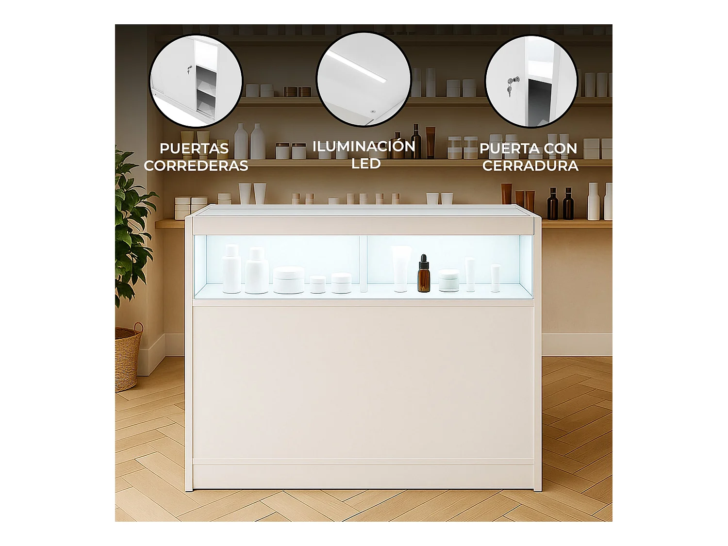 B1200 LED-Ladentheke – Weiß