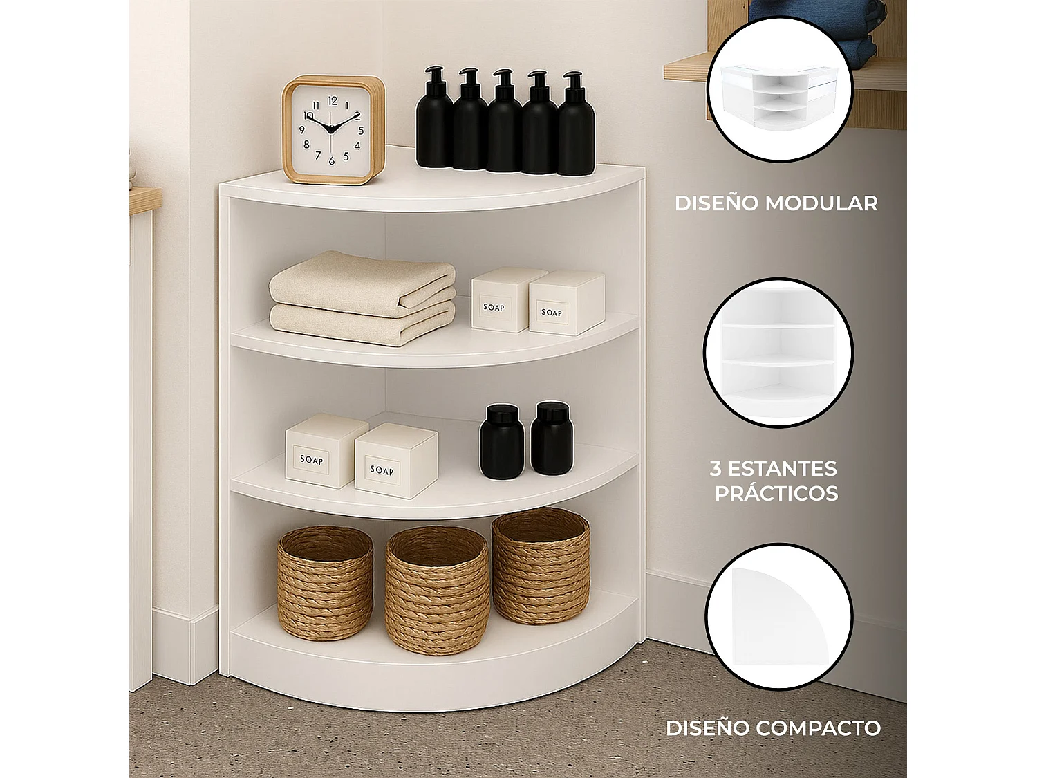 Comptoir de Vente Unité de Coin en MDF Blanc LM60 Meuble de Rangement Commerce
