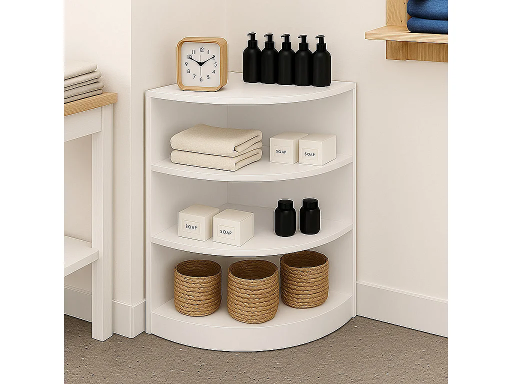 Comptoir de Vente Unité de Coin en MDF Blanc LM60 Meuble de Rangement Commerce