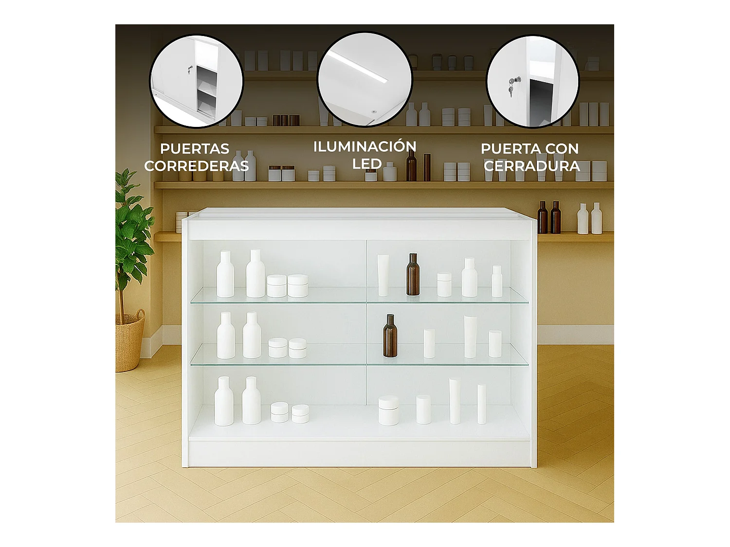 K1200 LED-Ladentheke – Weiß