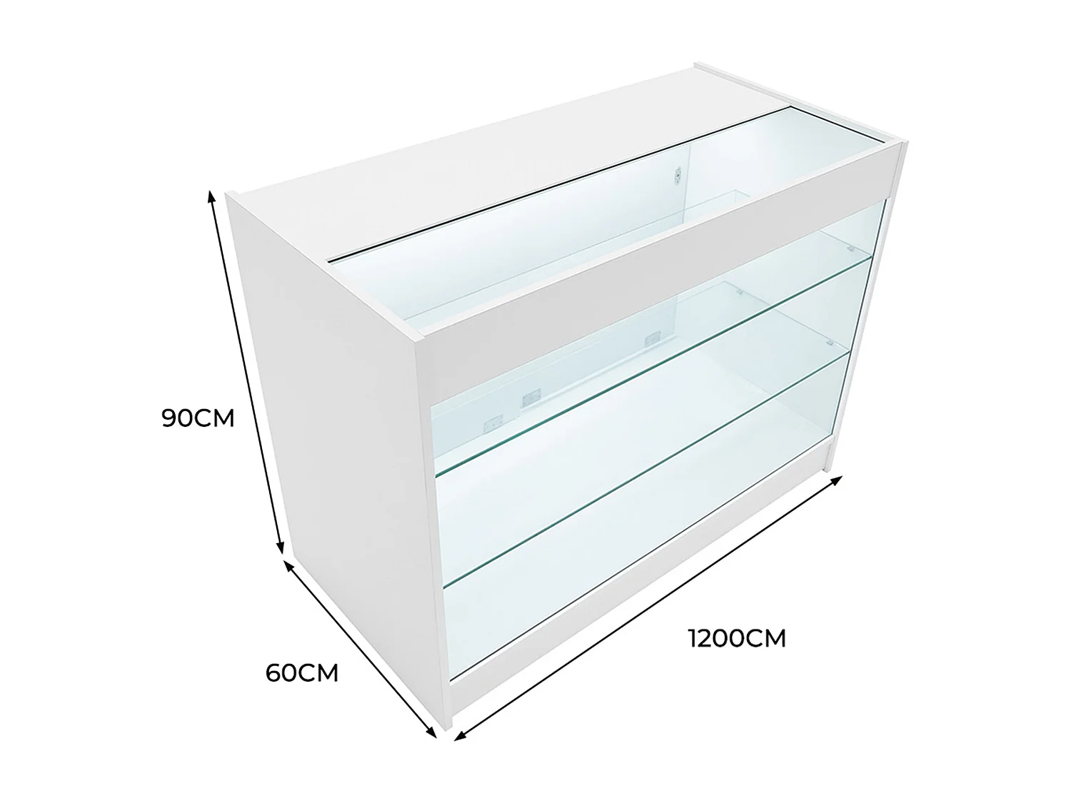Mostrador Comercial con Luz LED K1200 120x60x90cm – Blanco