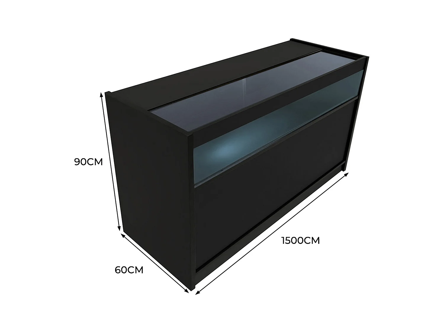 B1500 LED-Ladentheke – Schwarz