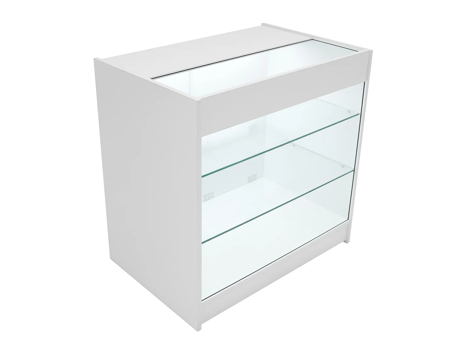 Bancone LED Bianco K900 con 3 Ripiani, Vetrina e Ante Bloccabili – 2 Chiavi