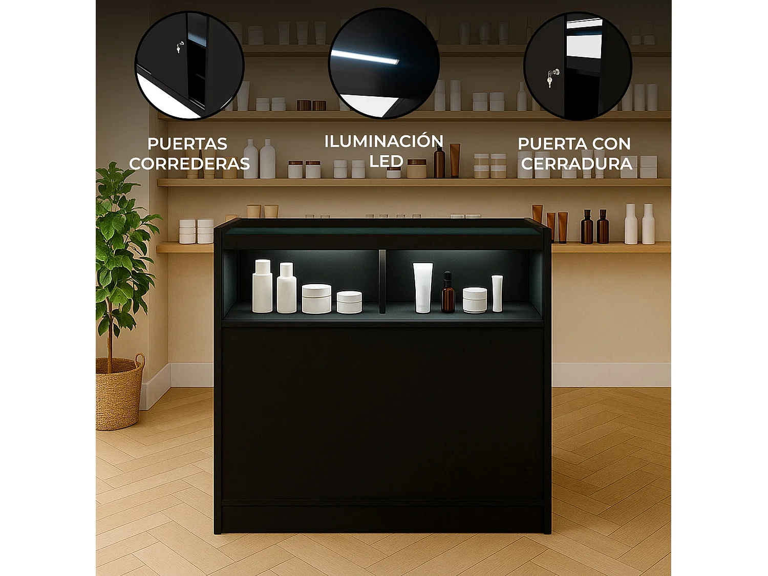 LED Detailhandel Winkel Toonbank B900 - Zwart