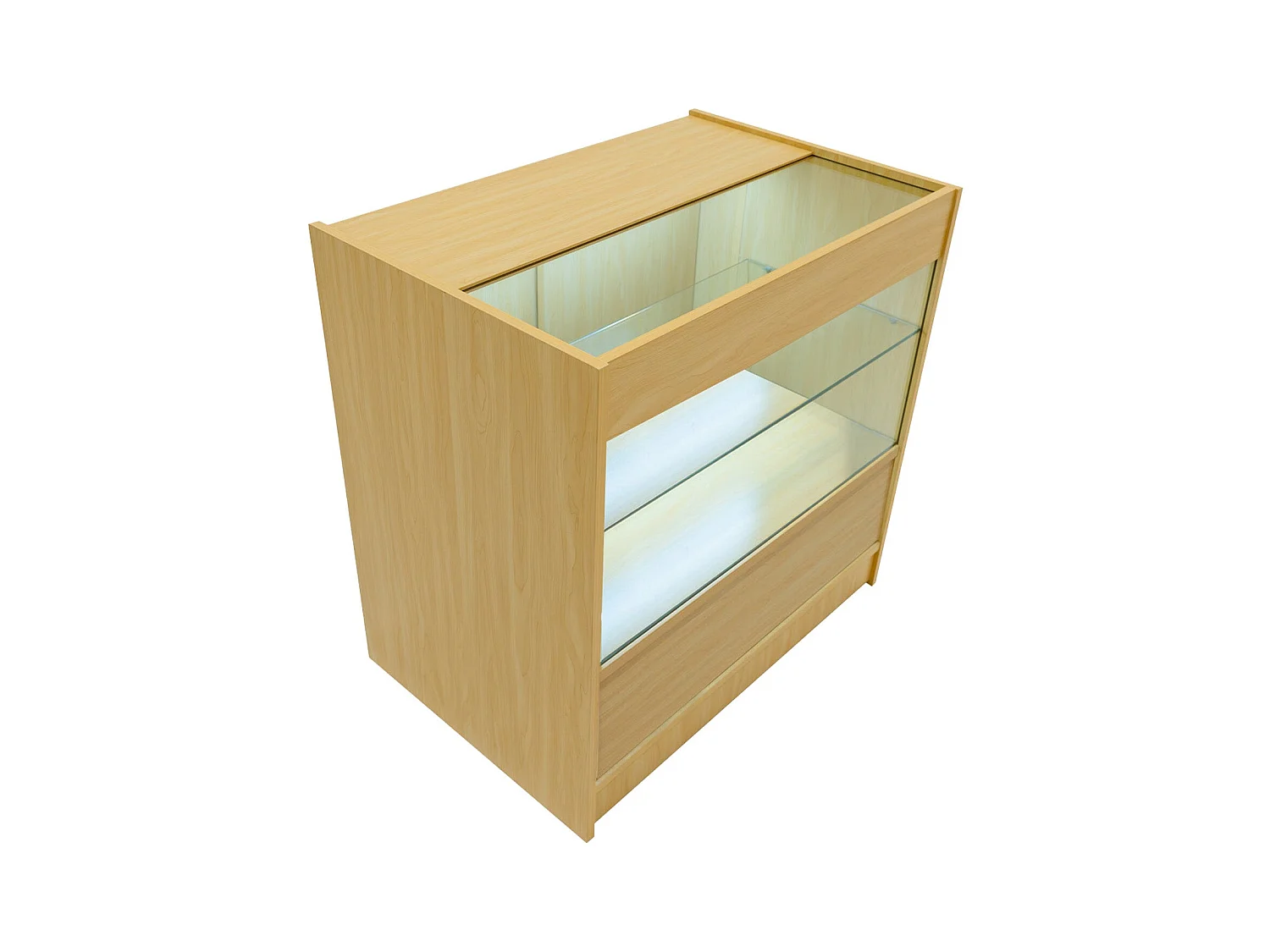Bancone LED C900 Acero con 2 Ripiani a Vista e 1 Ripiano Chiuso