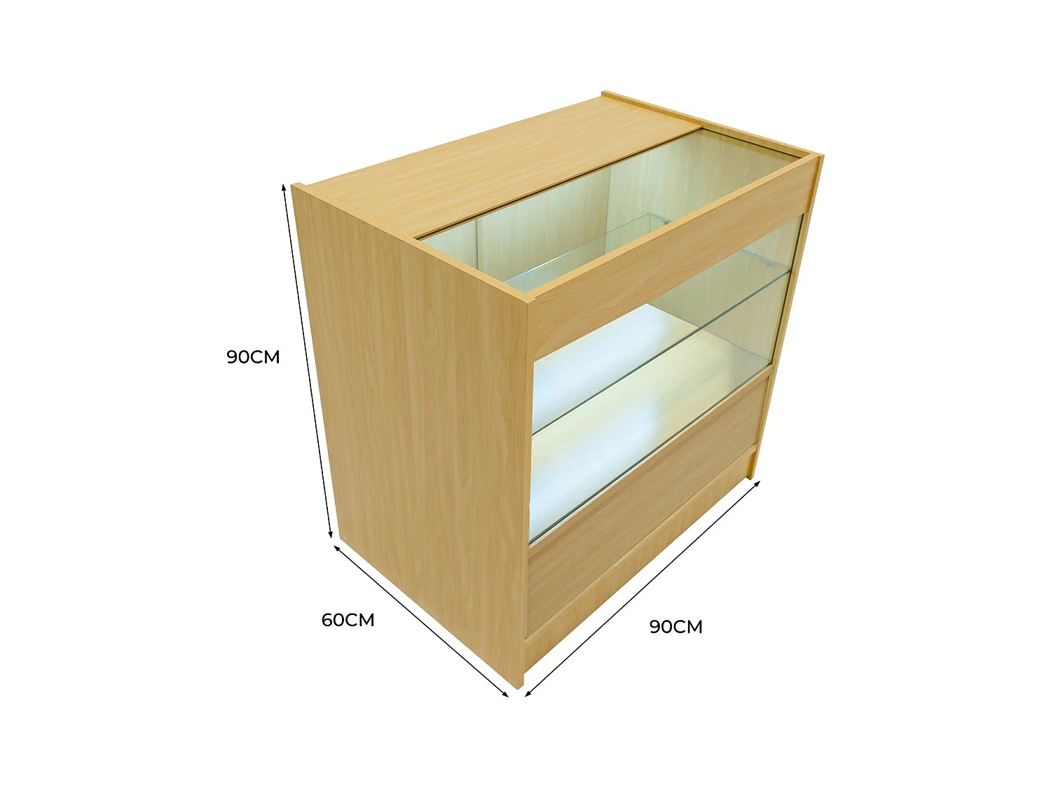 Comptoir de Vente en Érable LED Intégrés C900 Portes Coulissantes [2 Clés INCLUS]