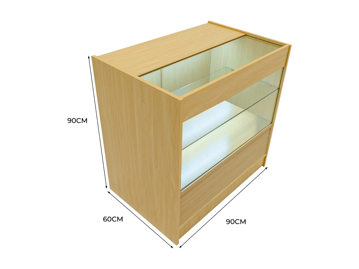 Comptoir de Vente en Érable LED Intégrés C900 Portes Coulissantes [2 Clés INCLUS]