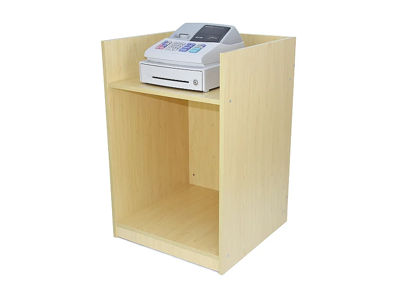 Bancone Cassa TB60 Acero – MDF con 2 Ripiani Interni