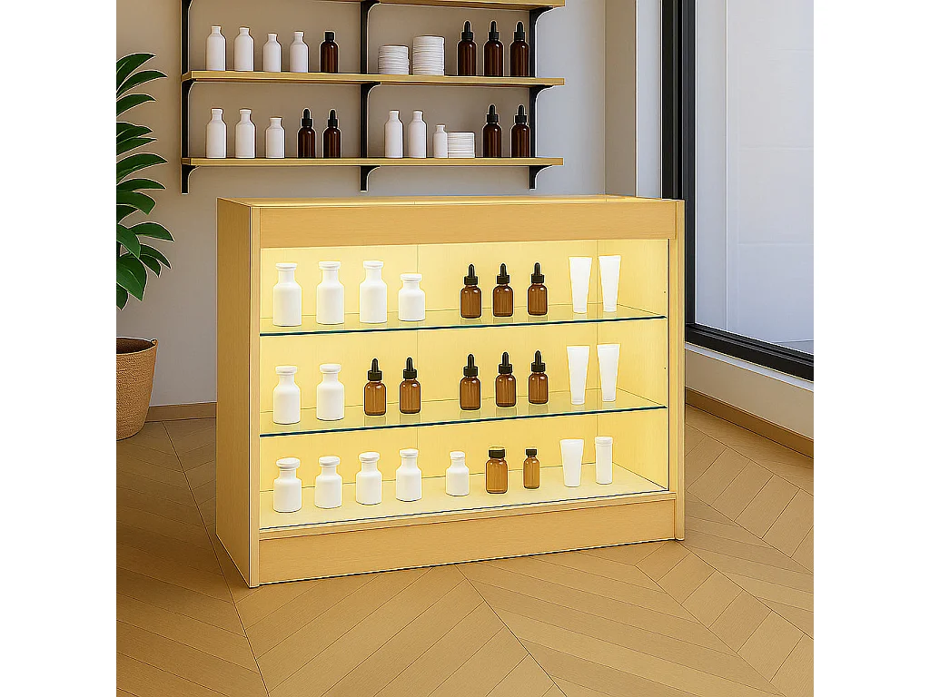 Comptoir de Vente Érable LED Intégrés K1200 Portes Coulissantes [2 Clés INCLUS]