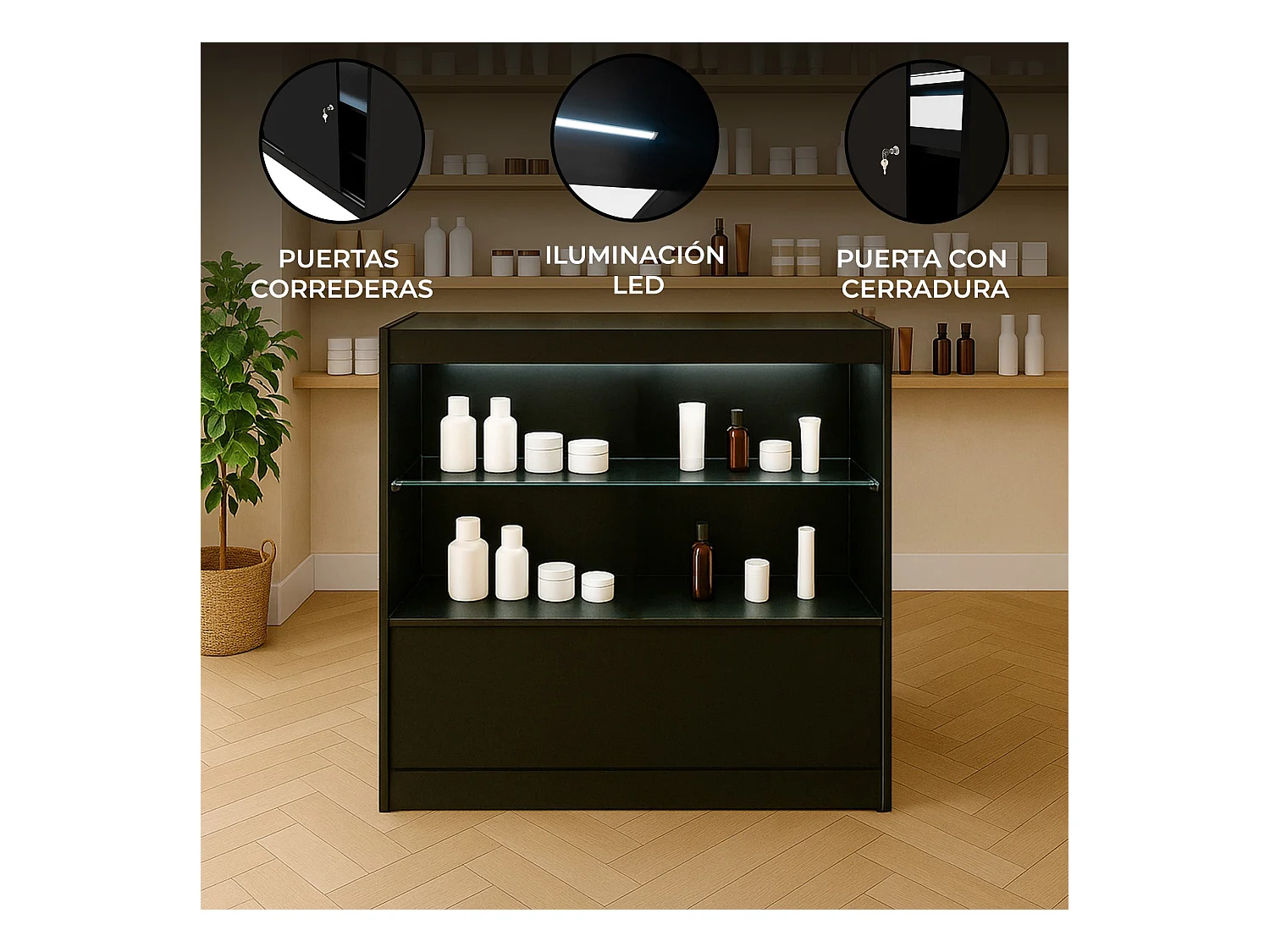 C900 LED-Ladentheke – Schwarz