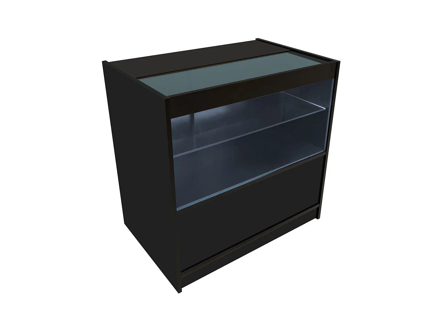 Comptoir de Vente en Noir LED Intégrés C900 Portes Coulissantes [2 Clés INCLUS]